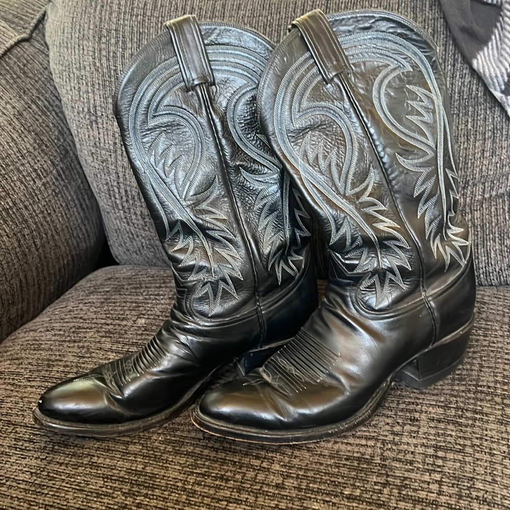 Black leather boots